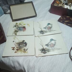 LADY CLARE EUC SET OF 4 GAME BIRD HARD TABLE PLACEMATS SET